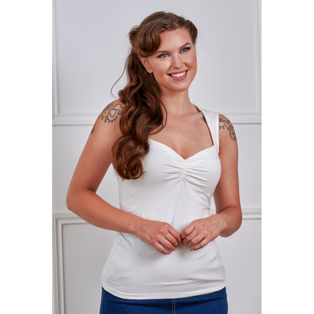 Banned - Jade Jersey Sleeveless top - White